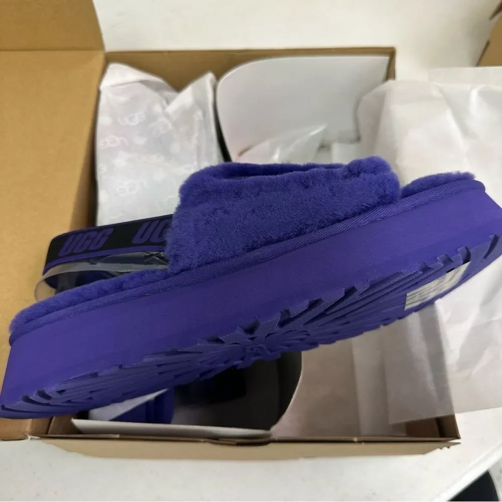New Ugg Disco Slide Flatform Platform Sandal Slippers Violet Night - Picture 3 of 6